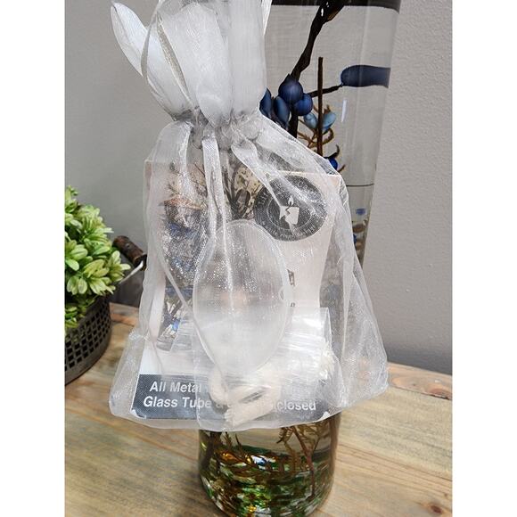 White River Blue FLORAL CYLINDER Lifetime Oil Candle 12.5" x 3.5" - Picture 7 of 12